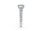 White gold Fancy Blue Radiant  Cut Diamond Pavé Band Solitaire with Four-Prong Setting_17