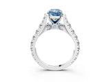 White gold Fancy Blue Radiant  Cut Diamond Pavé Band Solitaire with Four-Prong Setting_18