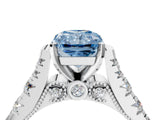 White gold Fancy Blue Radiant  Cut Diamond Pavé Band Solitaire with Four-Prong Setting_19