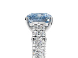 White gold Fancy Blue Radiant  Cut Diamond Pavé Band Solitaire with Four-Prong Setting_20