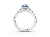 White gold Fancy Blue Radiant  Cut Diamond Pavé Band Solitaire with Four-Prong Setting_6
