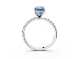 White gold Fancy Blue Radiant  Cut Diamond Pavé Band Solitaire with Four-Prong Setting_6