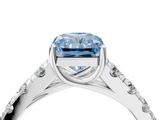 White gold Fancy Blue Radiant  Cut Diamond Pavé Band Solitaire with Four-Prong Setting_7