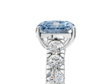 White gold Fancy Blue Radiant  Cut Diamond Pavé Band Solitaire with Four-Prong Setting_8