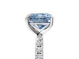 White gold Fancy Blue Radiant  Cut Diamond Pavé Band Solitaire with Four-Prong Setting_8