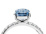 White gold Fancy Blue Radiant  Cut Diamond Pavé Band with Four-Prong Setting_16