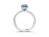 White gold Fancy Blue Radiant  Cut Diamond Pavé Band with Four-Prong Setting_16