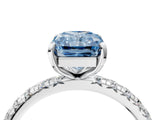White gold Fancy Blue Radiant  Cut Diamond Pavé Band with Four-Prong Setting_17
