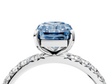 White gold Fancy Blue Radiant  Cut Diamond Pavé Band with Four-Prong Setting_41