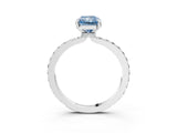 White gold Fancy Blue Radiant Cut Diamond Pavé Engagement Ring with Round  Accents and Prong Setting_98