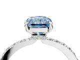 White gold Fancy Blue Radiant Cut Diamond Pavé Engagement Ring with Round  Accents and Prong Setting_99
