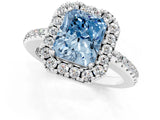White gold Fancy Blue Radiant Cut Diamond Pavé Halo Ring with Four-Prong Setting_49