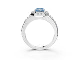 White gold Fancy Blue Radiant Cut Diamond Pavé Halo Ring with Four-Prong Setting_51