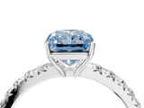 White gold Fancy Blue Radiant Cut Diamond Pavé Solitaire Engagement Ring with Four-Prong Setting_86