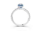 White gold Fancy Blue Radiant Cut Diamond Pavé Solitaire Engagement Ring with Four-Prong Setting_86