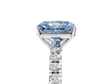 White gold Fancy Blue Radiant Cut Diamond Pavé Solitaire Engagement Ring with Four-Prong Setting_88