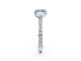 White gold Fancy Blue Radiant Cut Diamond Pavé Solitaire Ring with Round Band and Prong Setting_15