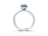 White gold Fancy Blue Radiant Cut Diamond Pavé Solitaire Ring with Round Band and Prong Setting_16
