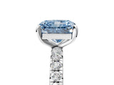 White gold Fancy Blue Radiant Cut Diamond Pavé Solitaire Ring with Round Band and Prong Setting_18
