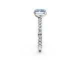 White gold Fancy Blue Radiant Cut Diamond Pavé Solitaire Ring with Round Band and Prong Setting_39