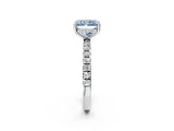 White gold Fancy Blue Radiant Cut Diamond Pave Band Solitaire Ring with Round  and Prong Setting_132