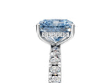 White gold Fancy Blue Radiant Cut Diamond Pave Band Solitaire Ring with Round  and Prong Setting_135