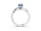 White gold Fancy Blue Radiant  Cut Diamond Ring with Baguette Side Stones, Channel Set Band, and Four-Prong Setting_6