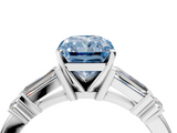 White gold Fancy Blue Radiant  Cut Diamond Ring with Baguette Side Stones, Channel Set Band, and Four-Prong Setting_7