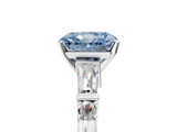 White gold Fancy Blue Radiant  Cut Diamond Ring with Baguette Side Stones, Channel Set Band, and Four-Prong Setting_8