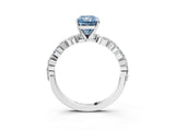 White gold Fancy Blue Radiant Cut Diamond Ring with Marquise and Round  Side Stones and Four-Prong Setting_55