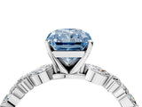 White gold Fancy Blue Radiant Cut Diamond Ring with Marquise and Round  Side Stones and Four-Prong Setting_56