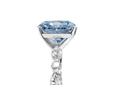 White gold Fancy Blue Radiant Cut Diamond Ring with Marquise and Round  Side Stones and Four-Prong Setting_57