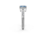 White gold Fancy Blue Radiant Cut Diamond Ring with Milgrain Pavé Band and Four-Prong Setting_34