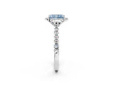 White gold Fancy Blue Radiant Cut Diamond Ring with Pavé Band and Floral Prong Setting_65