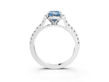 White gold Fancy Blue Radiant Cut Diamond Ring with Pavé Band and Floral Prong Setting_66