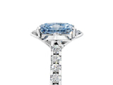 White gold Fancy Blue Radiant Cut Diamond Ring with Pavé Band and Floral Prong Setting_68