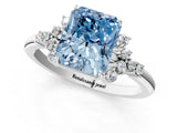 White gold Fancy Blue Radiant Cut Diamond Ring with Side Stones and Four-Prong Setting_143