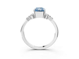White gold Fancy Blue Radiant Cut Diamond Ring with Side Stones and Four-Prong Setting_145