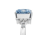 White gold Fancy Blue Radiant Cut Diamond Ring with Side Stones and Four-Prong Setting_147