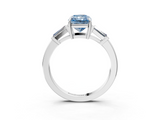 White gold Fancy Blue Radiant  Cut Diamond Ring with Tapered Baguette Side Stones in Four-Prong Setting_6