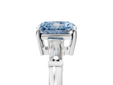 White gold Fancy Blue Radiant  Cut Diamond Ring with Tapered Baguette Side Stones in Four-Prong Setting_8