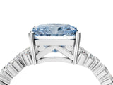 White gold Fancy Blue Radiant Cut Diamond Scattered Round Accent Ring with Prong Setting_17