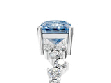 White gold Fancy Blue Radiant Cut Diamond Scattered Round Accent Ring with Prong Setting_18