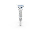 White gold Fancy Blue Radiant Cut Diamond Side Stone Engagement Ring with Four-Prong Setting_26