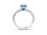White gold Fancy Blue Radiant Cut Diamond Side Stone Solitaire Ring with Round  and Four-Prong Setting_15