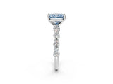 White gold Fancy Blue Radiant Cut Diamond Side Stone Solitaire Ring with Round  and Four-Prong Setting_151