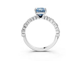 White gold Fancy Blue Radiant Cut Diamond Side Stone Solitaire Ring with Round  and Four-Prong Setting_153