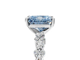 White gold Fancy Blue Radiant Cut Diamond Side Stone Solitaire Ring with Round  and Four-Prong Setting_154