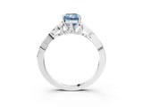 White gold Fancy Blue Radiant Cut Diamond Solitaire Celtic Knot Ring with Four-Prong Setting_109