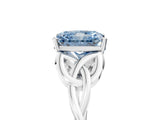 White gold Fancy Blue Radiant Cut Diamond Solitaire Celtic Knot Ring with Four-Prong Setting_110